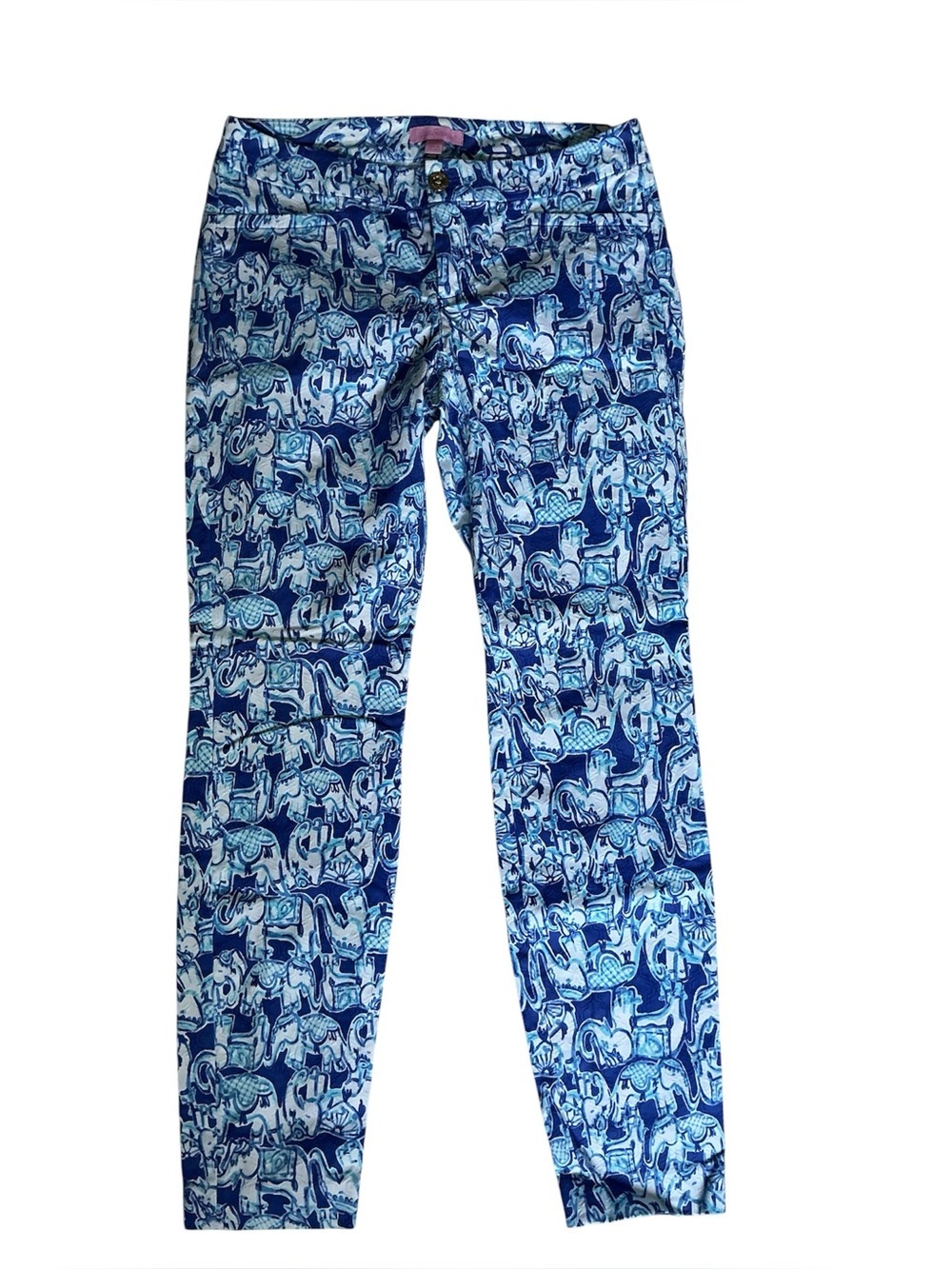 Lilly Pulitzer Blue & White Printed Skinny Pants